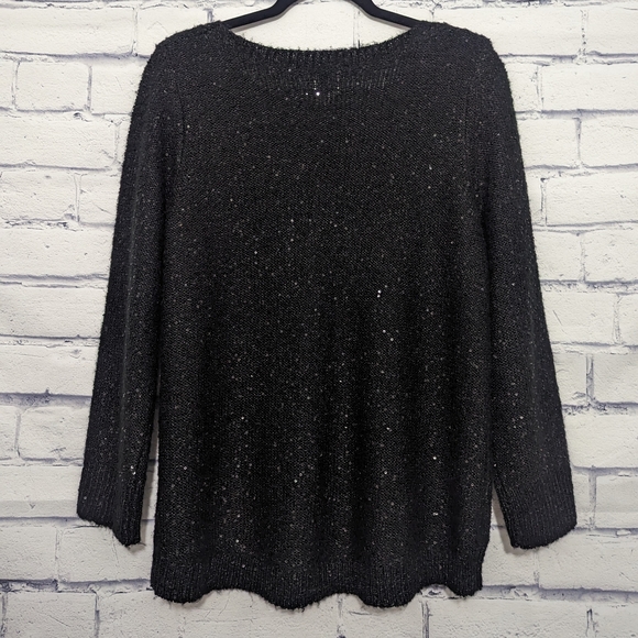Anne Klein Black Sequin Sweater Women's Size XL - Picture 2 of 7